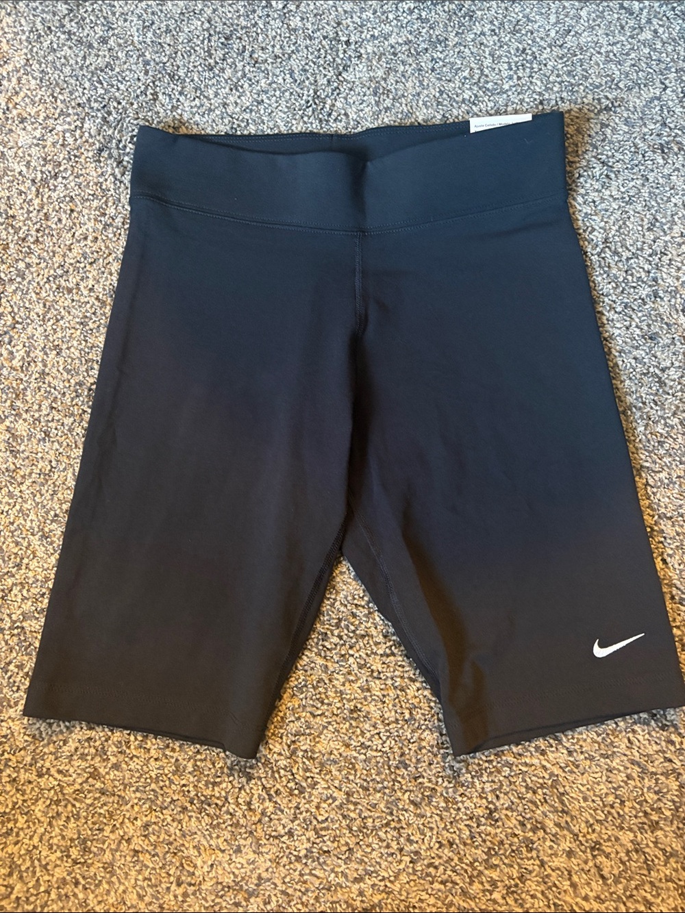 Nike Black High-Waist Bike Shorts with White Swoosh